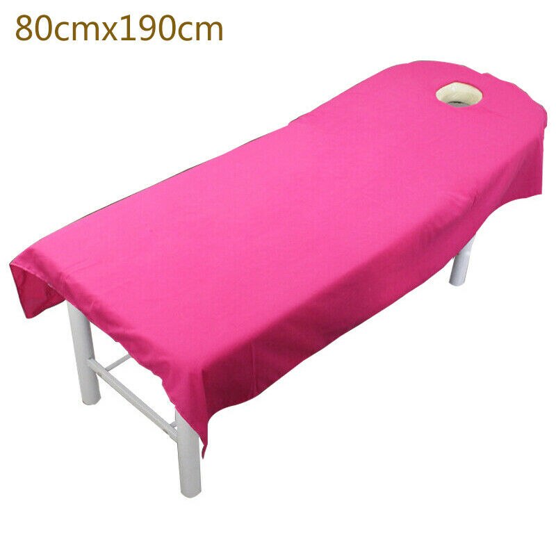 190Cm Massage Tafel Couch Cover Gezicht Gat Laken Protector Cosmetische Bed Schoonheid Blad Voor Salon Spa Voetverzorging winkel 6 Kleuren: Rose red