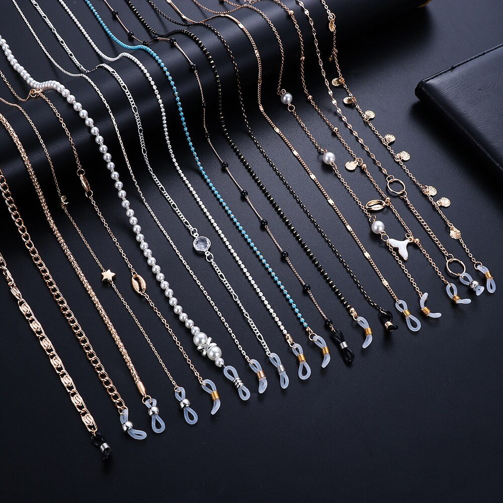 Pearls Sunglasses Chains for Women Metal Charms Eyeglasses Lanyard Necklace Glasses Holder Strap Cord Eyewear Retainer
