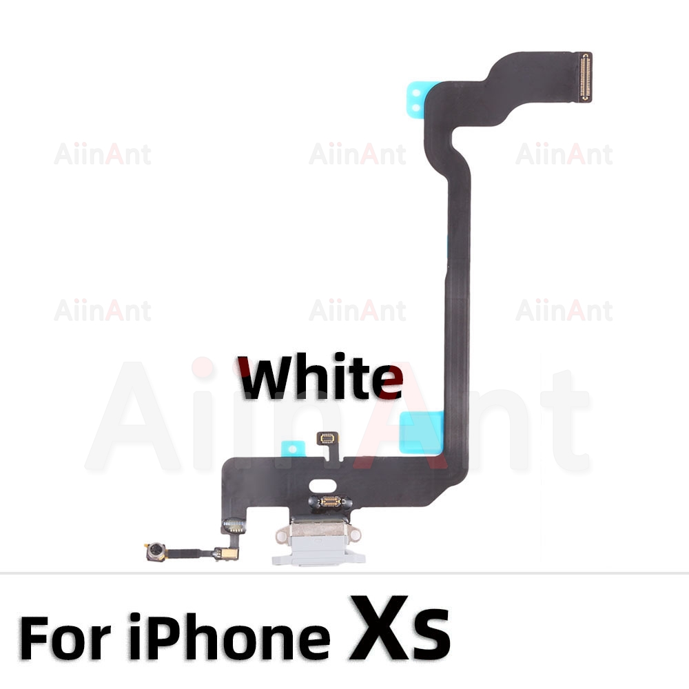 Bodem Usb Charger Port Flex Kabel Voor Iphone X Xs Max Xr 7 8 Plus 7G 8G Dock Opladen Connector Microfoon Flex: Xs White
