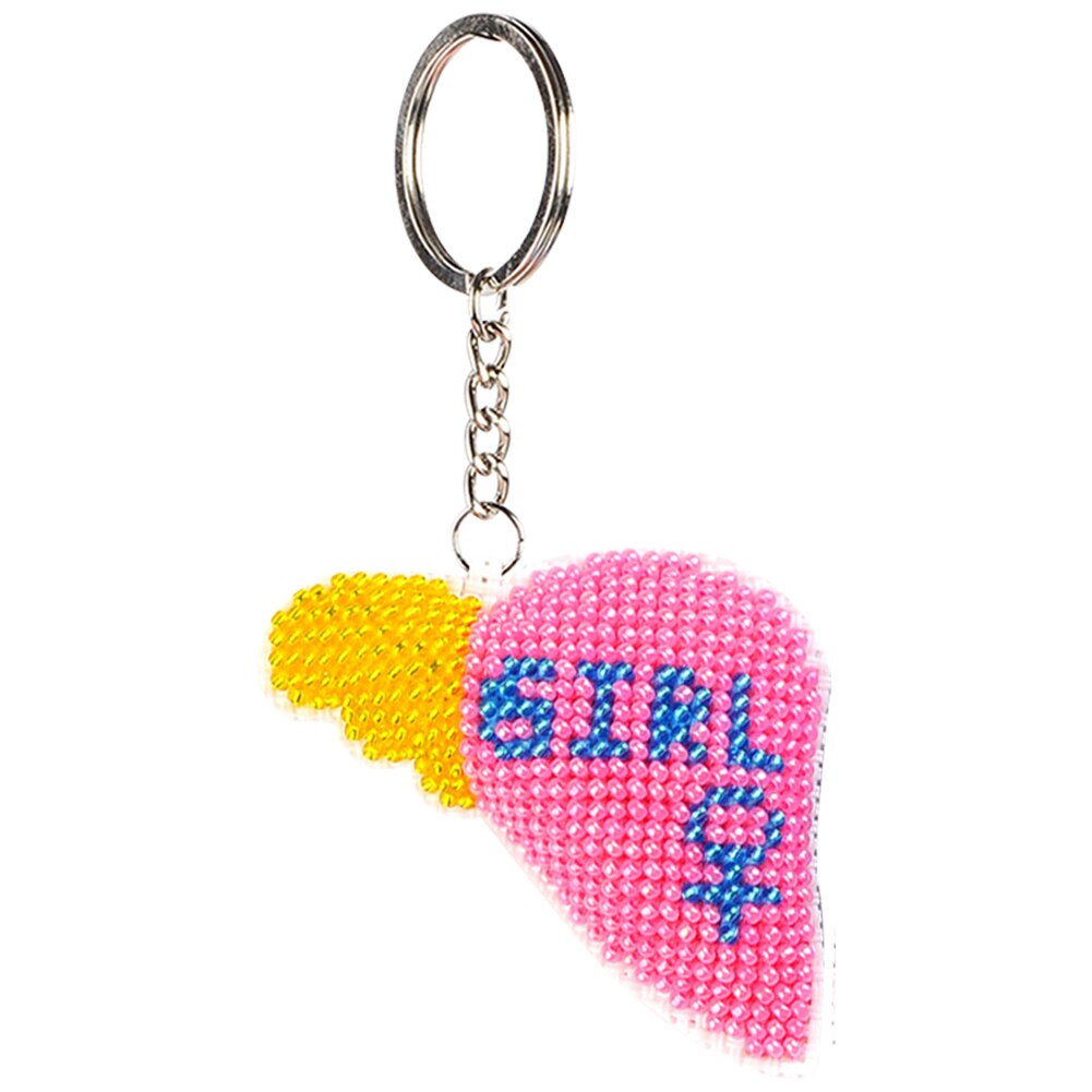 Stemplet diy perle korssting nøglering kit håndarbejde fuld beaded håndlavet broderet håndværk til rygsæk vedhæng: 06