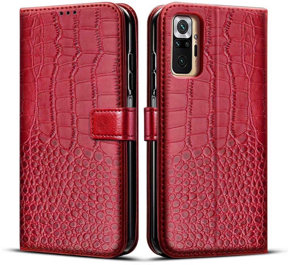 Magnetische & Siliconen Case Voor Redmi Note 10 Pro Case Lederen Vintage Wallet Case Voor Xiaomi Redmi Note 10 Pro max Cover Flip Capa: Redmi Note 10 / Red