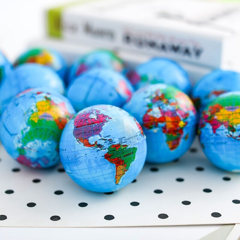 1 Pcs 63 Mm Aarde Bal Speelgoed Voor Kinderen Schuim Globe Anti Stress Wereldkaart Bal Atlas Globe Palm bal Planeet