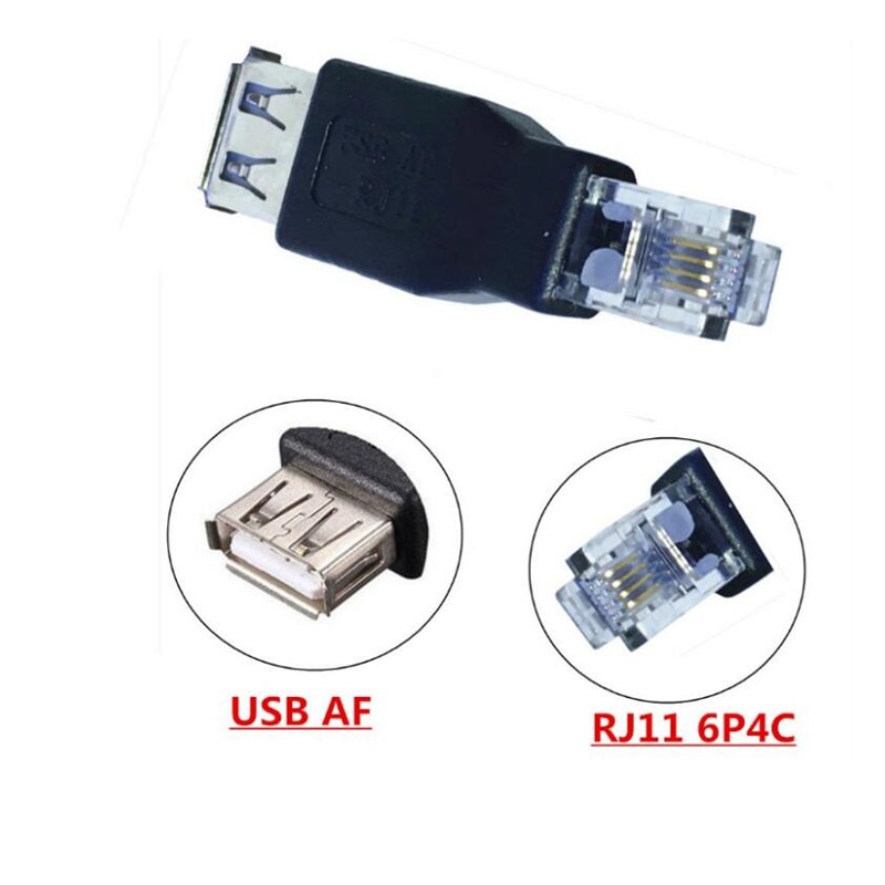 USB 2.0 A Female To RJ11 4Pin 6P4C Male Ethernet Network Phone Connector Adapter