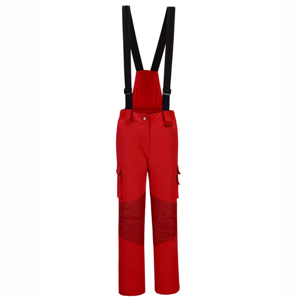 TENNEIGHT winter outdoor ski pants women double board straps ski pants thicken windproof waterproof warm Snow Ski Trousers: Red / S