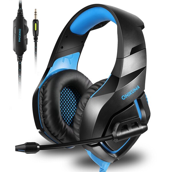 ONIKUMA K1 Camouflage PS4 Headset Bass Gaming Hoofdtelefoon Game Oordopjes Casque met Mic voor PC Mobiele Telefoon Xbox Een tablet: Blauw