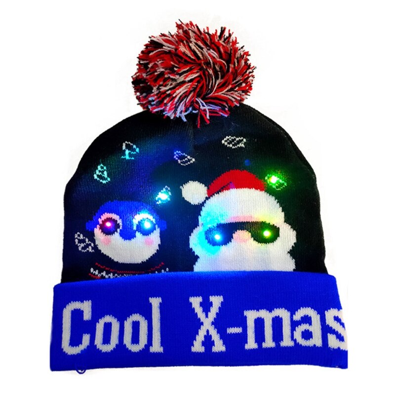 Neuheit LED Licht hoch Weihnachten Mütze Hütte Karikatur Santa Rentier Schneemann Gestrickte Hässliche zur Seite fahren Warme Schädel Kappe: 2