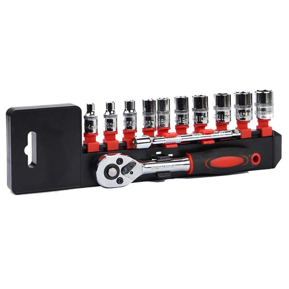 12 pièces 1/4 "clé à douille à cliquet Kit outil de réparation universel multi-fonction 8-32mm clé à cliquet réversible à dégagement rapide à domicile H
