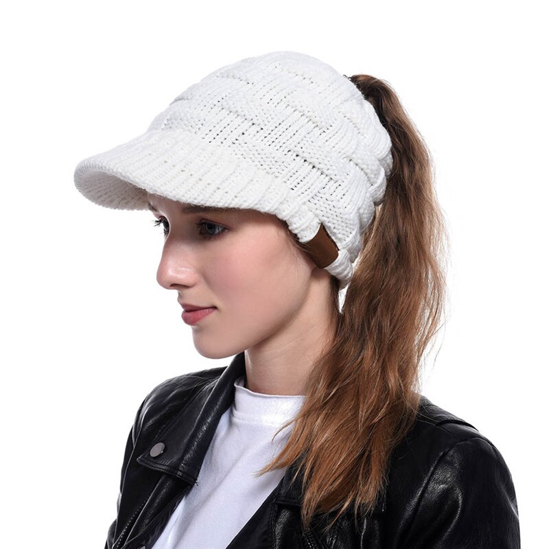 Women Ponytail Beanies Autumn Winter Hats Female Soft Knitting Caps Warm Ladies Skullies For Female Knitted Baseball Cap