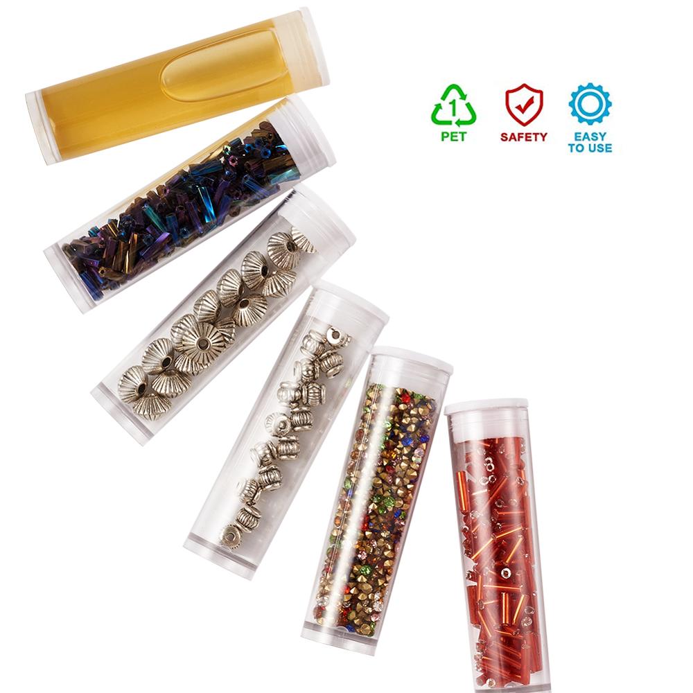 100 Pcs Clear Tube Plastic Kralen Containers Opbergdoos Case Voor Sieraden Clear Lege Flessen Met Deksel 55x15mm
