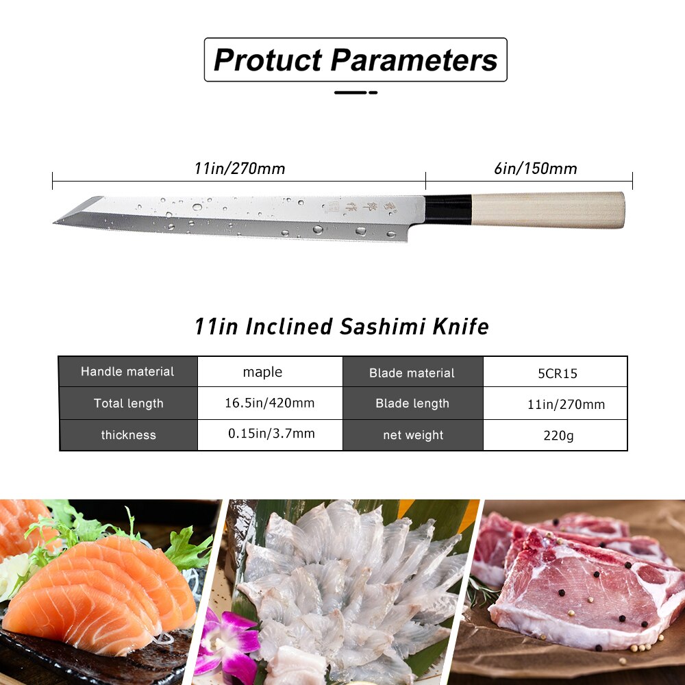 Japanese Sushi Knife High Carbon Steel Salmon Sashimi Chef Knife Multifunctional Slicing Kitchen Knives Cooking Tools нож: xt-cishen-11Inch-H
