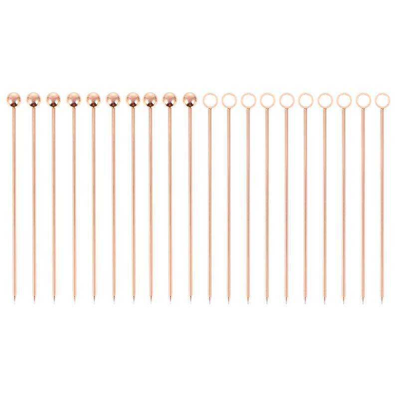 Palillos de acero inoxidable para cóctel, palillos de dientes para fruta, palitos de aperitivo para bebidas, tenedores de postre, herramientas de Bar, accesorios para y boda, 20 Uds.: Rose Golden