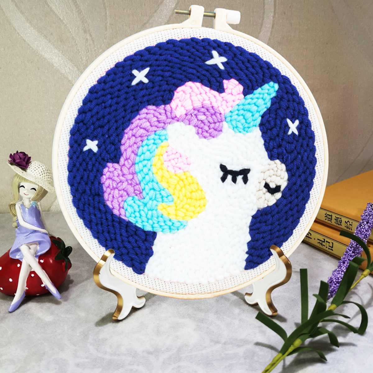 Diy broderi regnbue håndarbejde håndarbejde begynder korssting kit klud maleri broderi cirkel boligindretning hoop nål