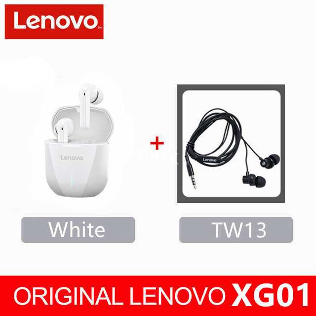 Lenovo XG01 Gaming Earbuds 50ms Low Latency TWS Bluetooth Earphone with Mic HiFi wireless headphones ipx5 waterproof Earbuds: XG01 white tw13