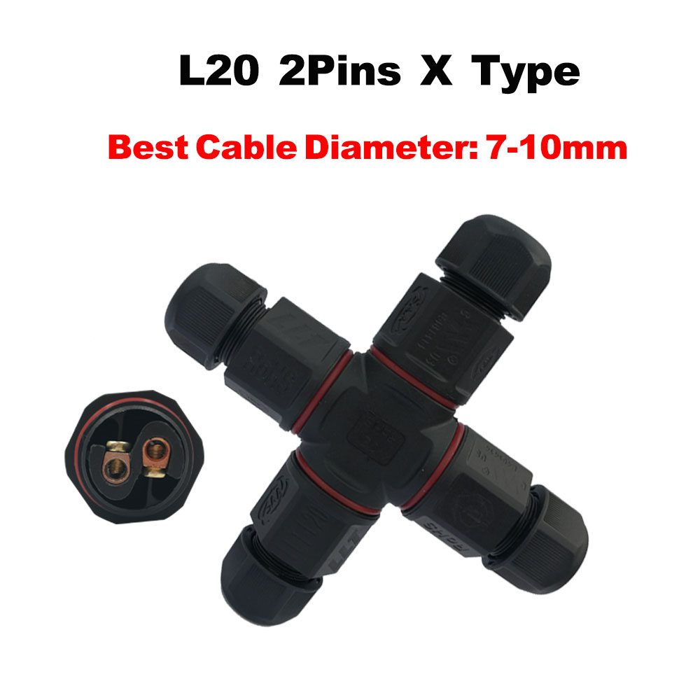 IP67 Waterproof Connector 2 Pin 3 Pin Electrical Terminal Wire Adapter Connector Screw and Soldering Pin connector for LED Light: L20-2X