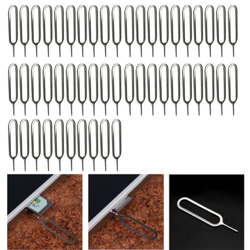 50Pcs Eject Sim Card Tray Open Pin Naald Sleutel Tool Sim-kaart Lade Pin Eject Tool Universele Mobiele Telefoon sim Kaarten Accessoires