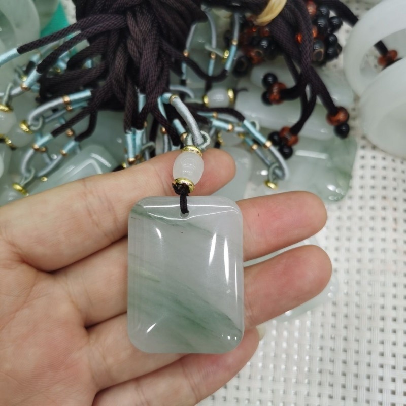 Ping An Brand Jade Pendant Floating Flowers Tianshan Cui Ping An Brand Pendant for Men and Women Pendant Neck Ornaments .
