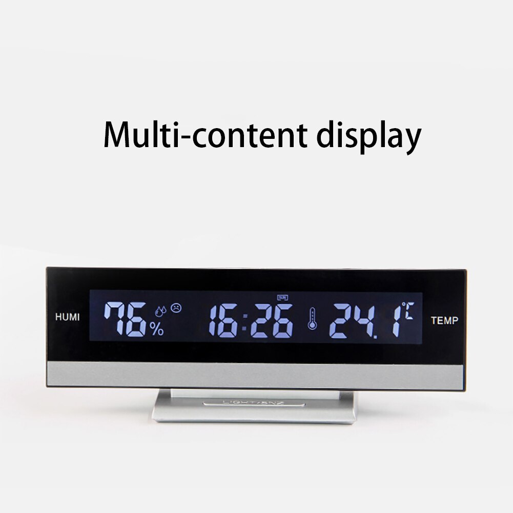 Alarm Clock Backlight LCD Display Battery Portable Home Room Multifunction Large Screen Electronic Desktop Temperature Humidity