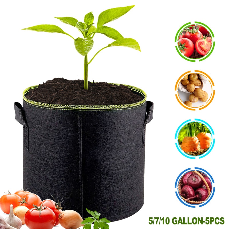 5 stuks vilten planten kweekzak groente bloem aardappel pot container tuin plantmand boerderij thuis kweekzakken 5/7/10 gallon
