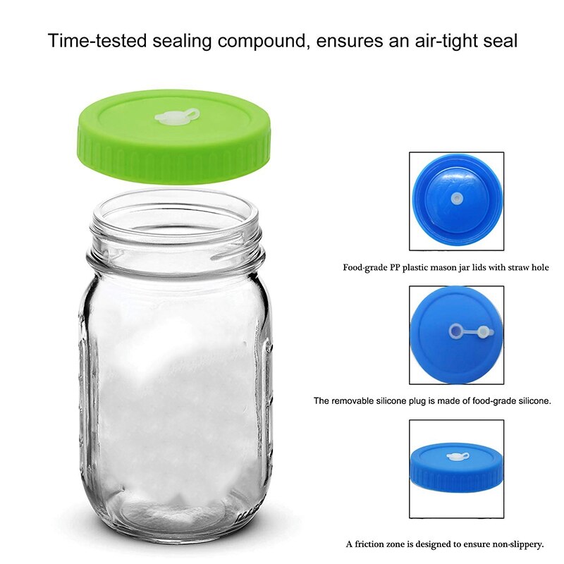 8Pcs Wide Mouth Mason Jar Lids with Straw Hole for Ball & Kerr Mason Jar, Great for Drinking & Food Storage