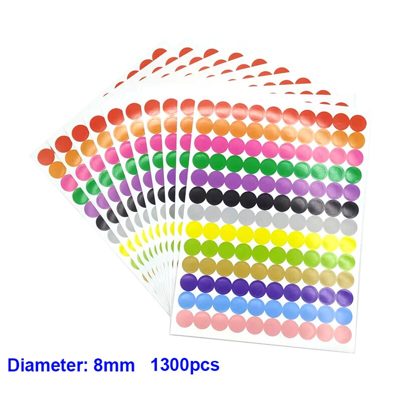 6/8/10/20mm farvede prik klistermærker runde cirkler forsegling klistermærke papiretiketter selvklæbende pakke etiket festdekoration: 10 får 1 gratis i alt 11 / 8mm