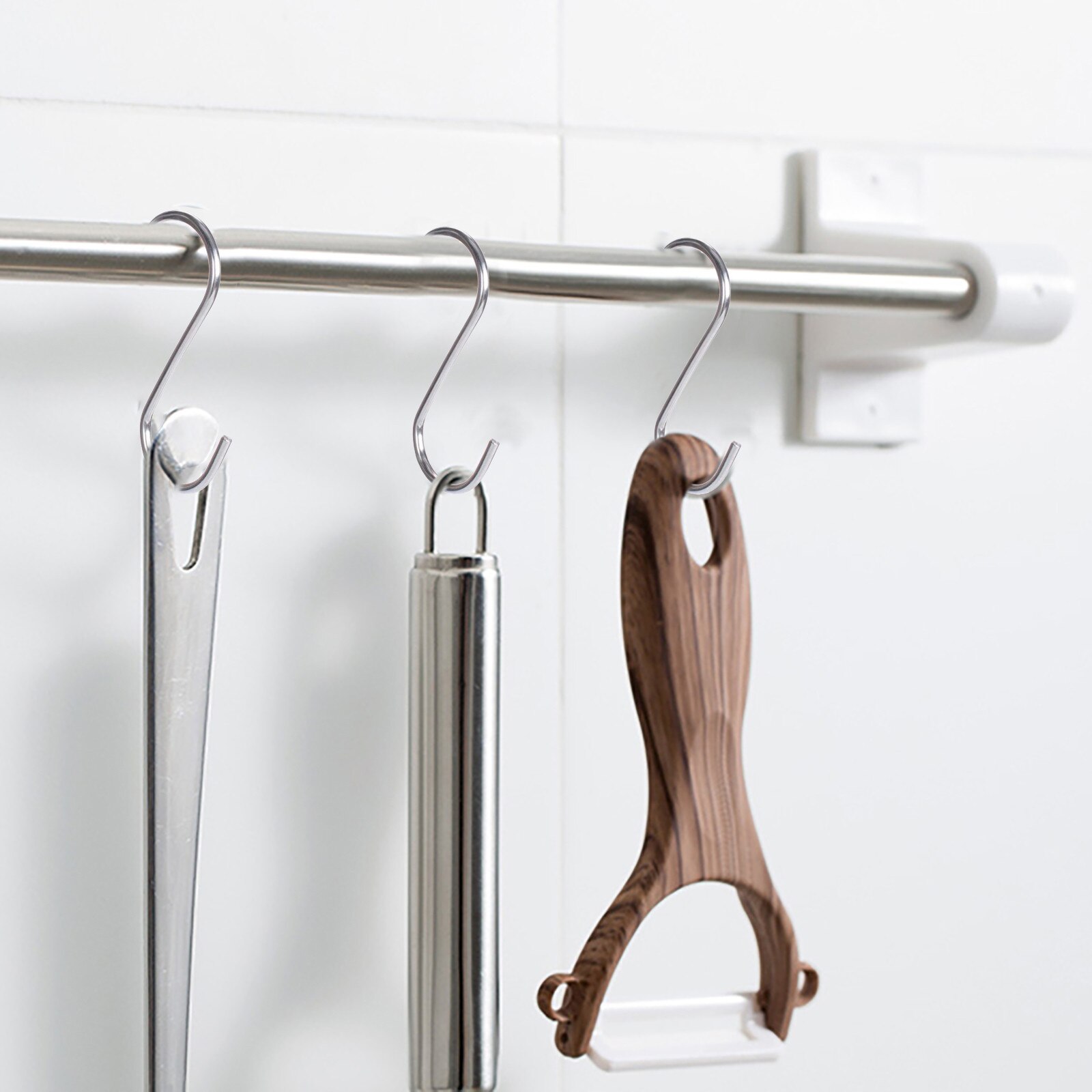 12 Stuks Rvs S-Vorm Haak Keuken Slaapkamer Multifunctionele Reling Hanger Haak Sluiting Holder Haken Opknoping gereedschap # T2P