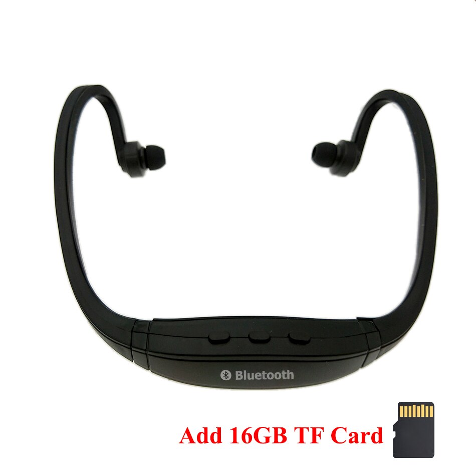 HOMEBARL BS19C Bluetooth 4.0 Sport bezprzewodowe słuchawki na szyję słuchawki słuchawki + 8GB 16GB karta Micro SD/FM Radio / Mic PK ZK-S9: Black Add 16G TFCard