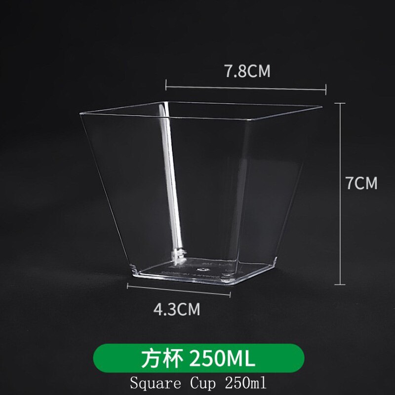 manufacturers Small capacity PS plastic Pudding Mousse Cup Wood Bran Dessert Cup Jelly Cup TIRAMISU INJECTION Cup water bottle: 100pcs Square Cup