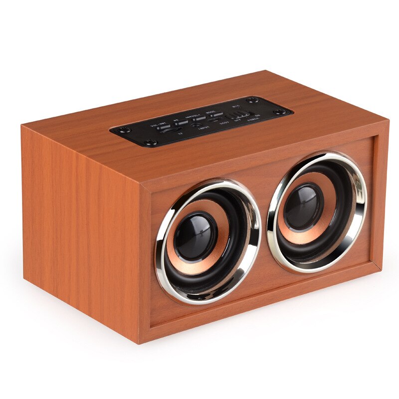 W4 Bluetooth Speaker Draadloze Dual Speaker Multi-Functie Kaart Computer Houten Audio: Brown wood grain