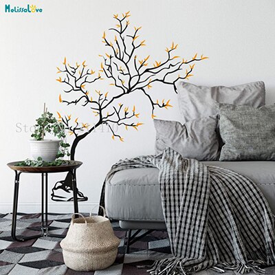 Young Tree 2 colours Wall Sticker Vinyl Art Decals Home Decor For Living Room Bedroom Self-adhesive Unique Murals YT563: H622 and H605 / 84x102cm