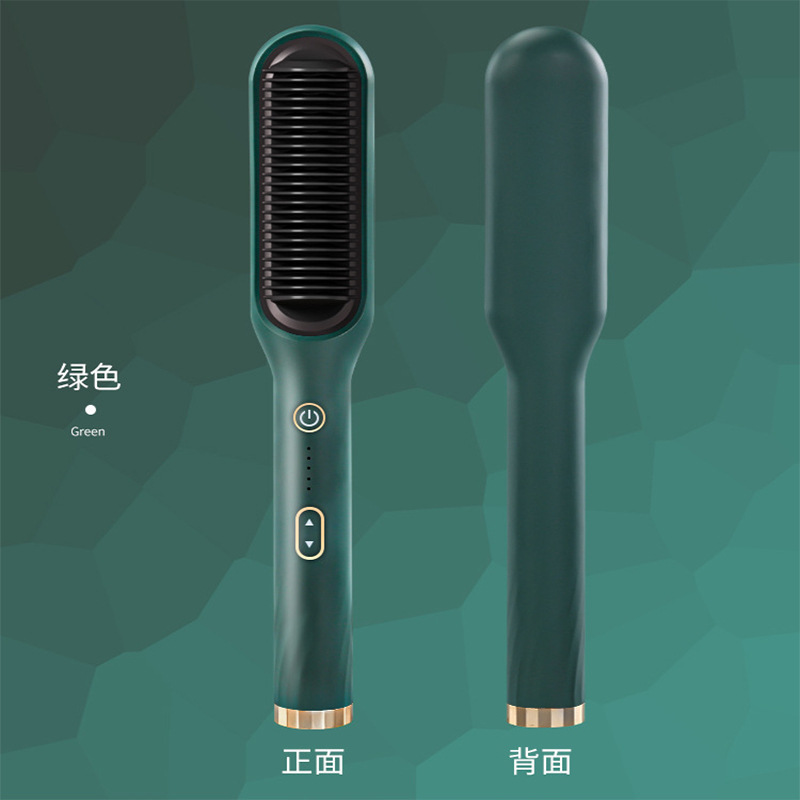 Lisseur électrique 2 en 1, peigne chauffant, à Air , Ions négatifs, pour cheveux, 140-210 ℃, sèche-cheveux, outils de coiffure: Green / LES USA