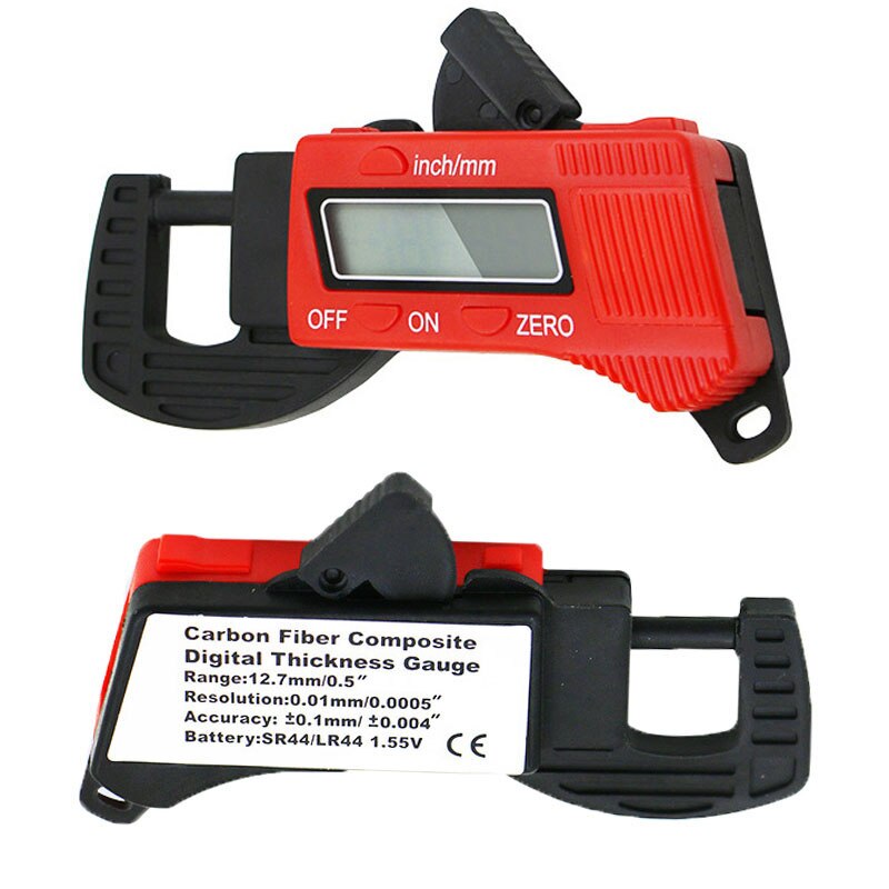 Digitale Diktemeter 0-12.7mm Dikte Tester Diktemeter Schuifmaat Meter Breedte Meet Gereedschap: Rood