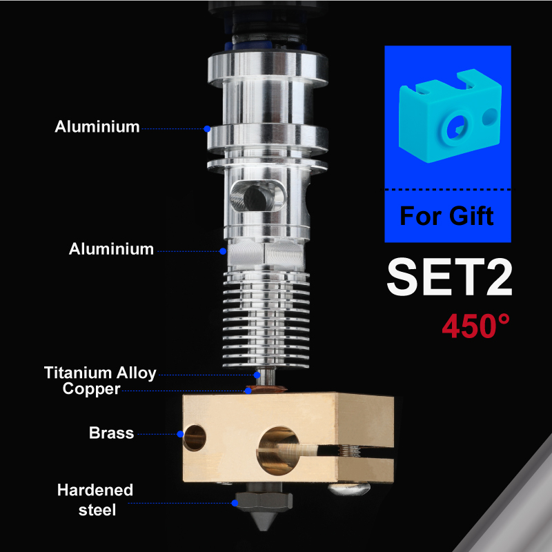 Mellow Upgrade All Metal NF Smart-V6 V2.0 Hotend Titanium Heat Break Kit For V6 Hotend Prusa MK3 DDG Extruder 3D Printer: 12V / SET2