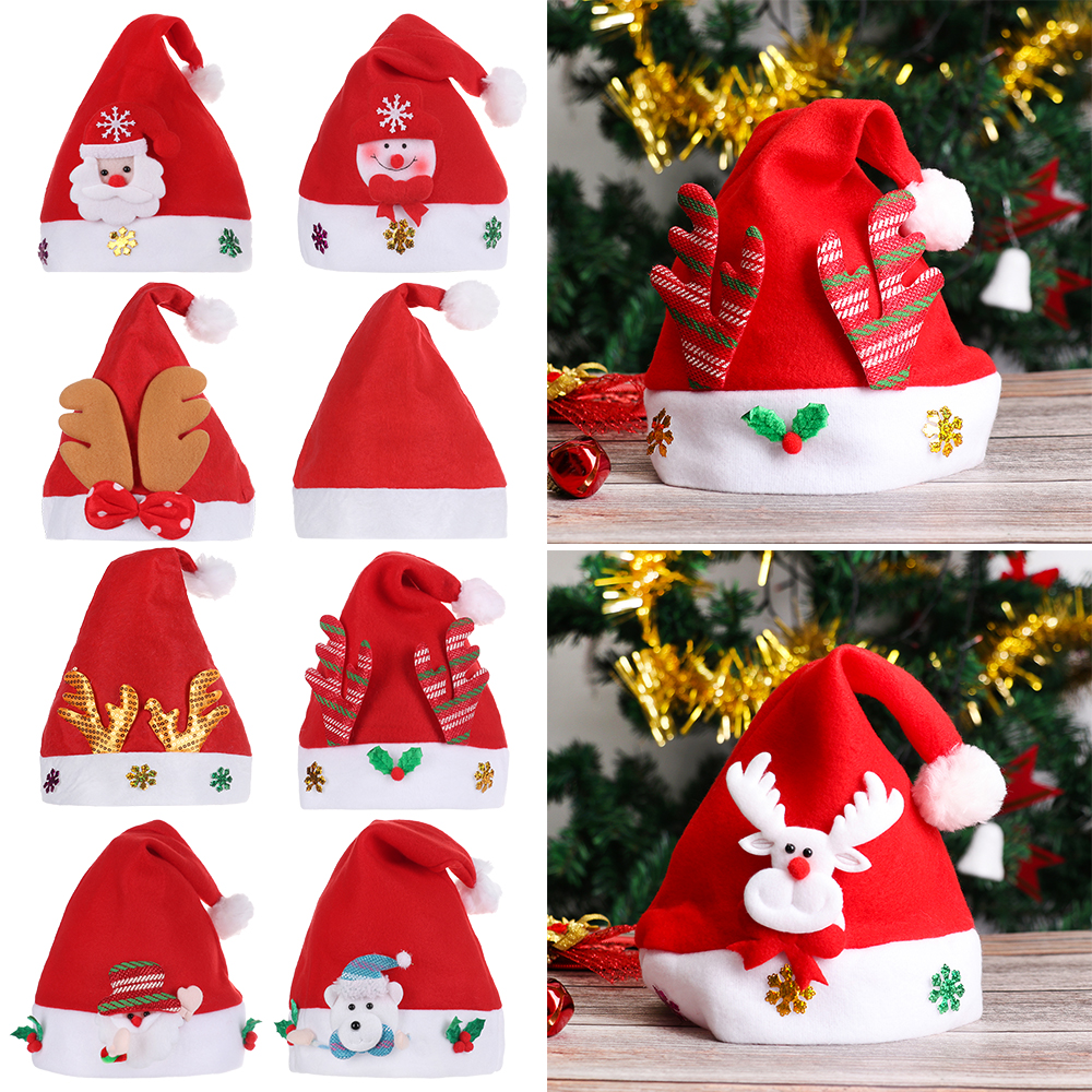 Merry Christmas Hat for Kids Santa Claus/Deer/Snowman Cap Christmas Party Props Decoration Accessories Children Xmas