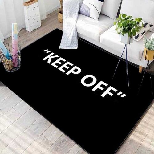 Keep Off Area Rugs Floor Mat Black and White Carpet Living Room Bedroom