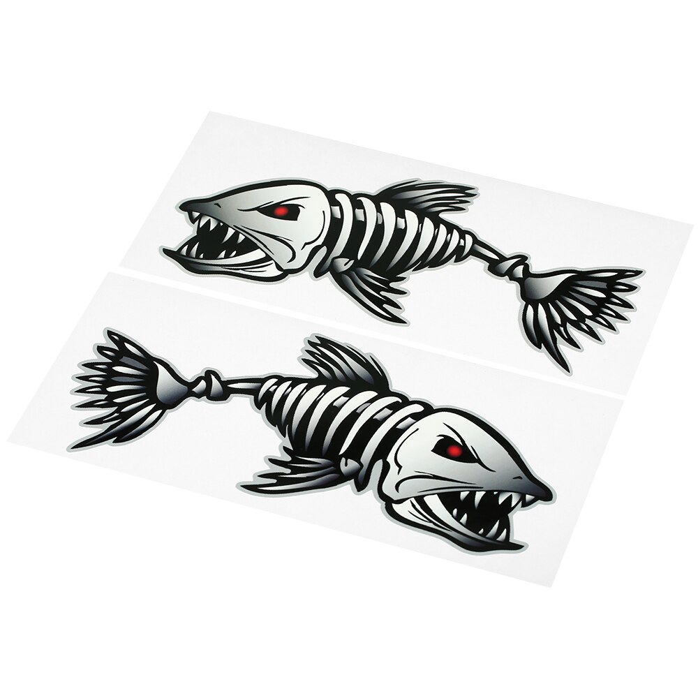 2 stykker fisketænder mund klistermærker skelet fisk klistermærker fiskerbåd kano kajak grafik tilbehør: Farve 2
