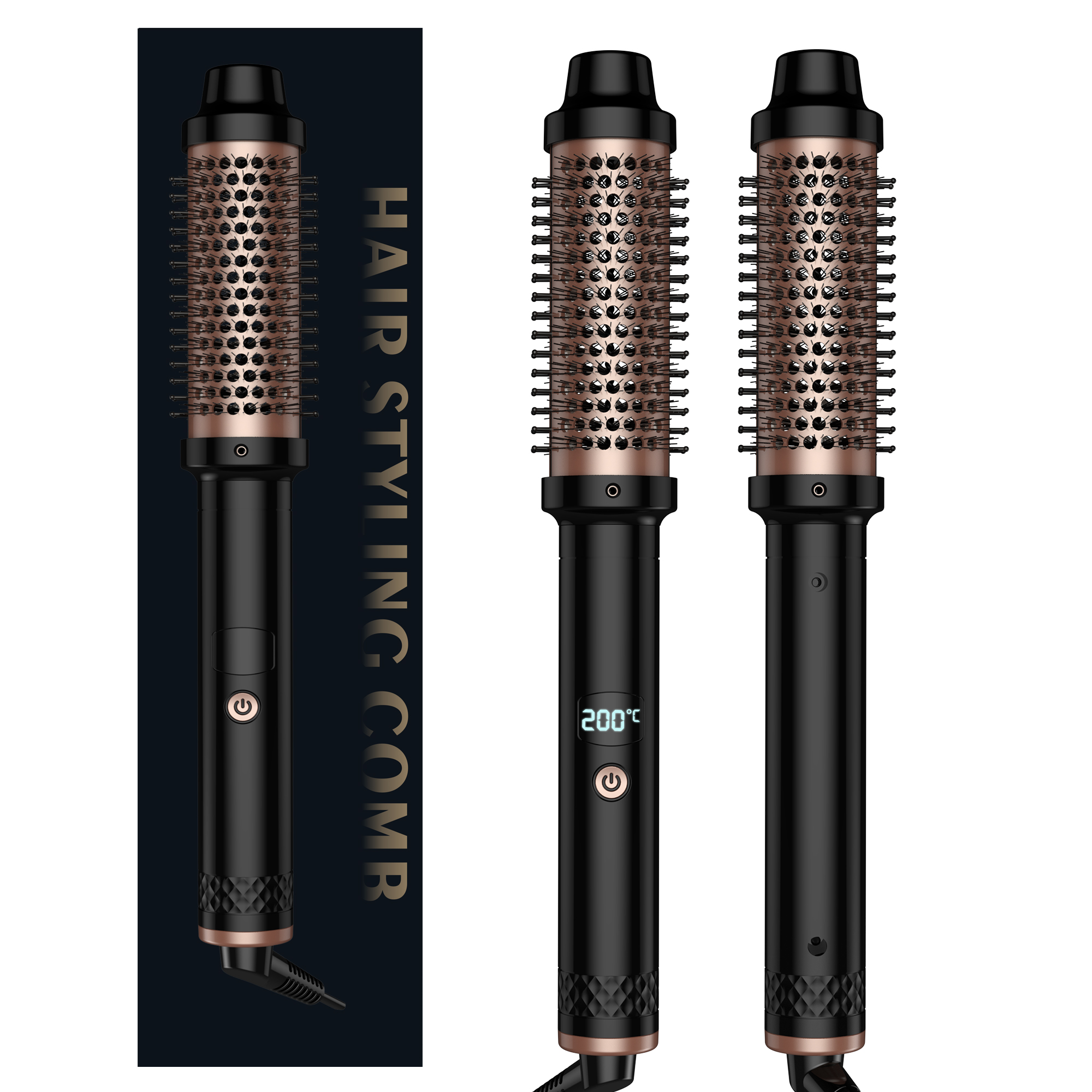 Spazzola per ferro arricciacapelli riscaldata Spazzola termica Spazzola rotonda da 32 mm Spazzola volumizzante per bigodino per capelli in ceramica 400 ° F Strumenti per lo messa in piega: nero / Regno unito