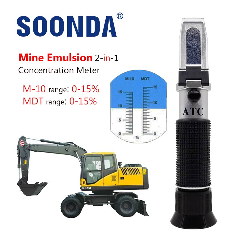 2-in-1 Emulsion Concentration Refractometer Hydrometer Mine Support Emulsified Oil 0-15% Anti-Rust Cutting MDT/M-10 Concentrate