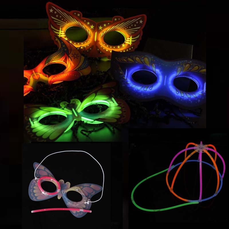 Colorful Glow Sticks Hat Eye Mask Children Adults Fluorescent Sticks Connector Accessories Hats Rave Glow Party Supplies