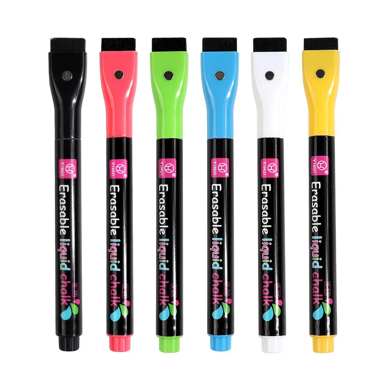 4/8 farbige magnetische, trocken abwischbare Marker, löschbare Whiteboard-Marker mit Radiergummi, LED-fluoreszierender Stift für Glas-Flüssigkreide: Blau