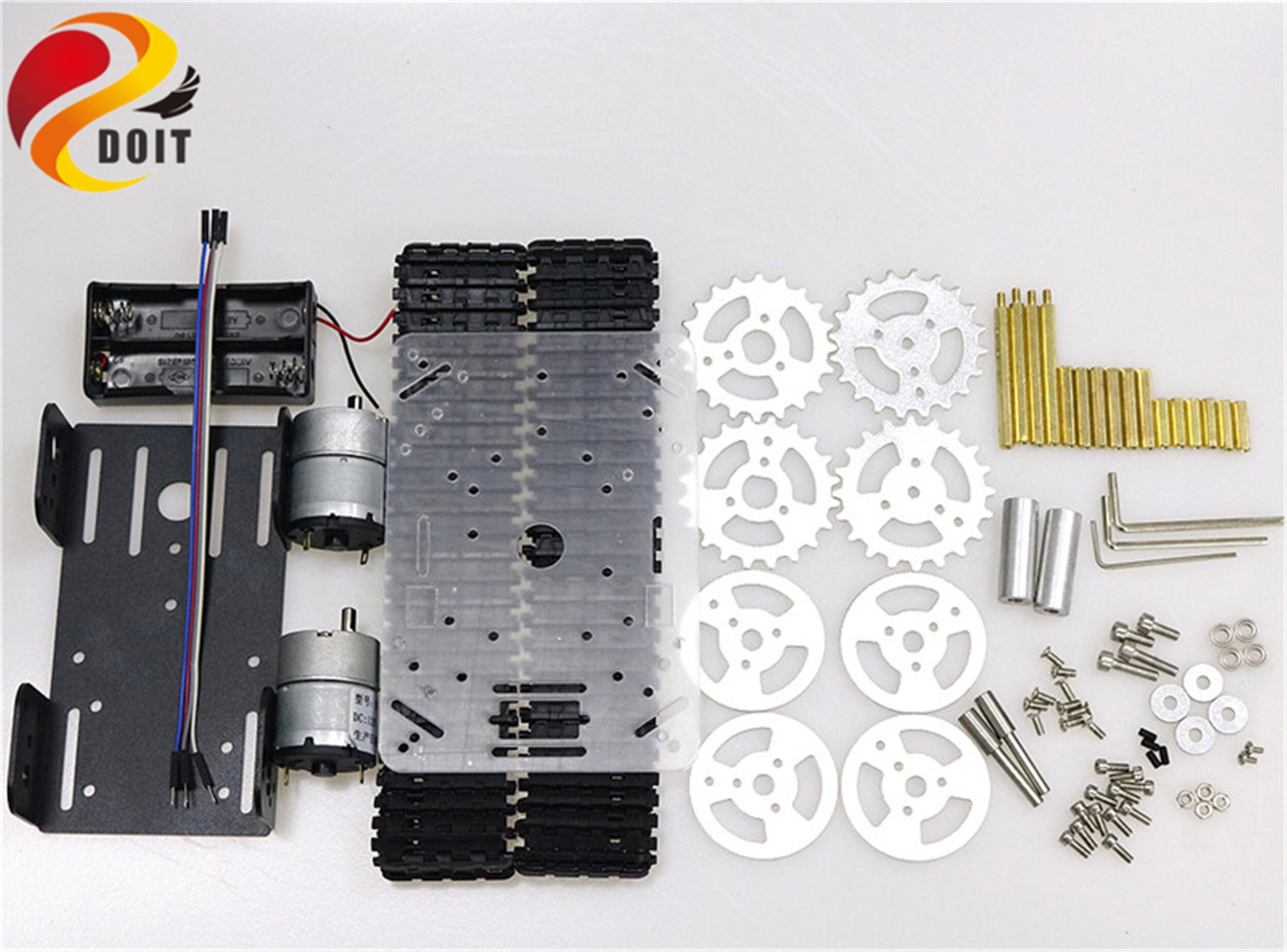 SZDOIT T101 Metal Smart Robot Tank Chassis Kit Tracked Crawler Robotic Platform Unassembled DIY For Arduino Free Acrylic Panel