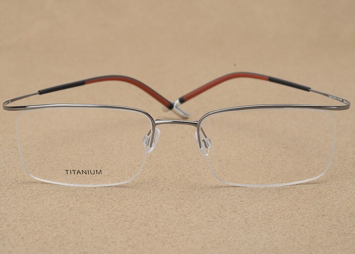 ELECCION Eyebrow Prue Titanium Optical Frame Glasses for Men Women Half Rimless Rim Eyeglasses Frames Clear Lens: C1. Gray Frame