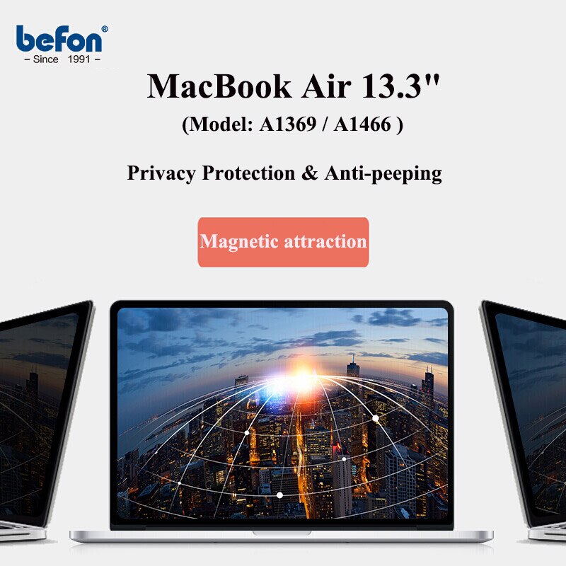Befon Privacy Filter Screen beschermfolie voor MacBook air 13.3 inch A1369/A1466 Anti Peeping Laptop Notebook Scherm