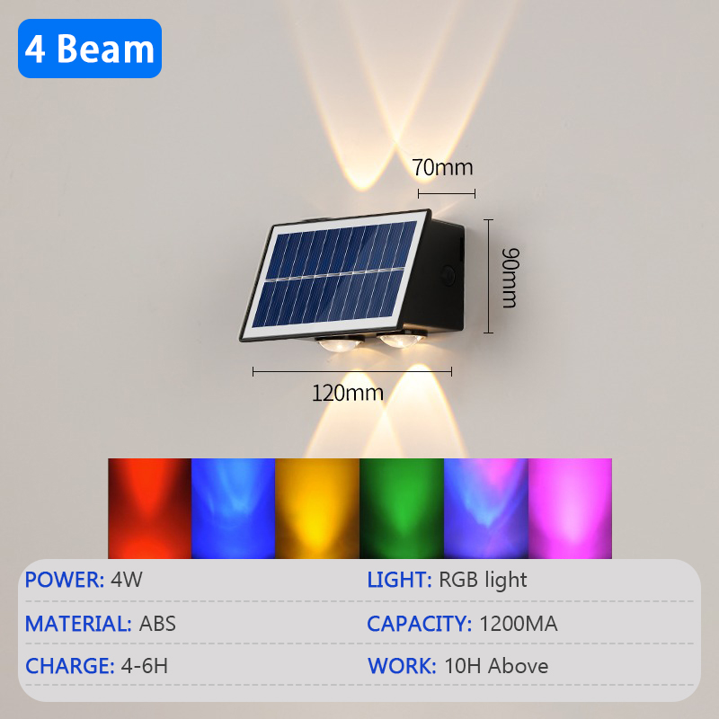 Led solcellevæglampe udendørs  ip65 vandtætte have dekorative væglamper rgb op- og nedbelysning udendørs led solcellelampe: Kold hvid