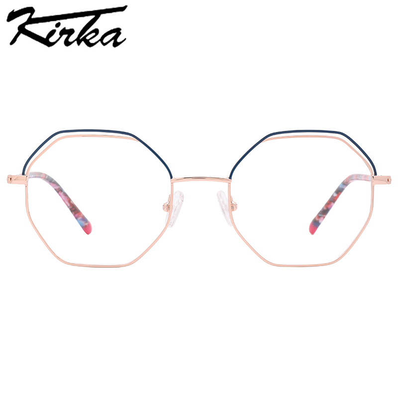 Kirka Metal Glasses Frames Geometric Spectacles Frames for Woman Man Eyeglasses Optic Frame Computer Women Glasses Frame: MW3051 C3