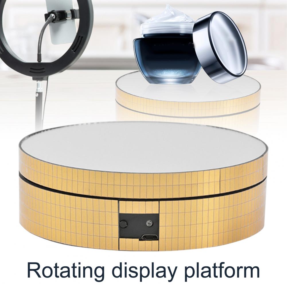 Rotating Display Stand Practical 12cm Mirror Electric Turntable Portable Rotating Turntable