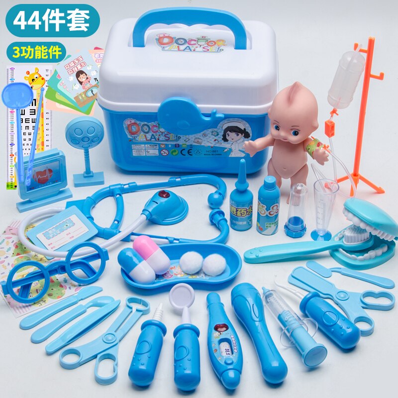 Nuovo Bambini Medico Set Giocattolo Per I Bambini Accessori Per Bambini Gioco di Ruolo Medico Dentista Giocattoli Ospedale Medicina Giochi Di Imitazione: 44pcs blue