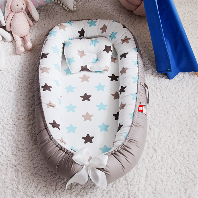 Portable Baby Bed Nest Newborn Crib for Boys Girls Pillow Cushion Travel Bed Infant Cradle Cot Sleeping Bed