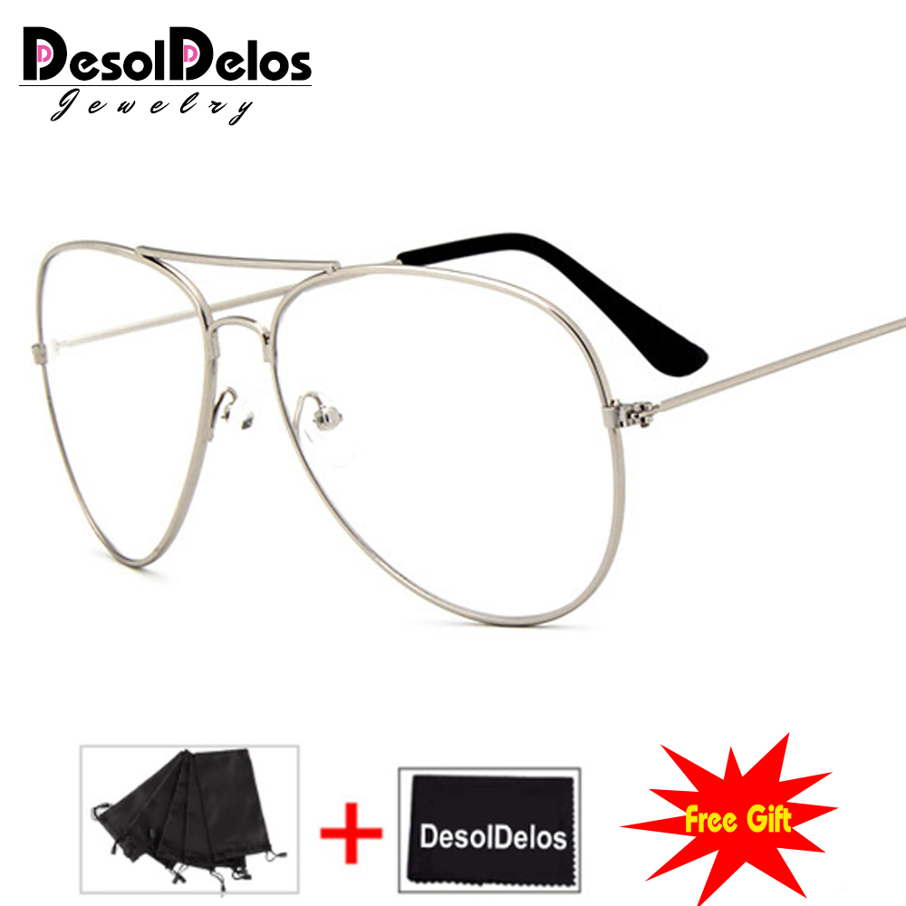 Gafas transparentes de Metal para hombre y mujer, lentes Retro doradas para miopía, montura óptica, montura transparente: Silver