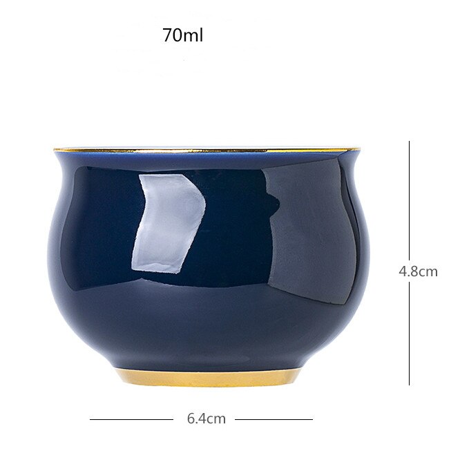 Porcelain small tea bowl master cup accessories Blue glaze ceramic tea cup zen home small teacup: a