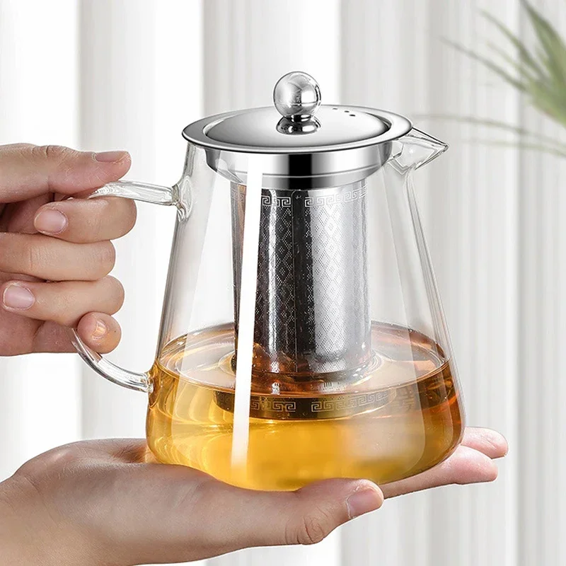 Heat Resistant Glass Teapot for Induction Cooker Tea Kettle With Stainless Steel Strainer Infuser Kung Fu Teawear Glass Teapot